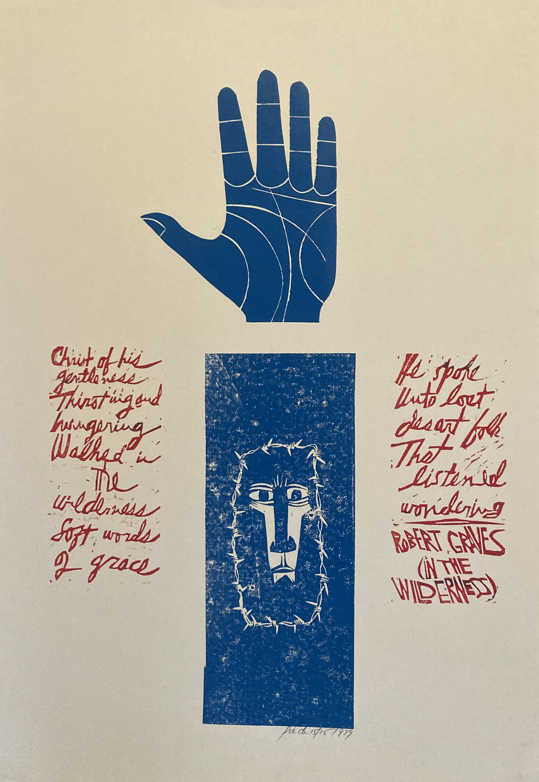 Vintage original poetry poster - Robert Graves poem In the Wilderness screen print signed and numbered by designer 1979 - Original Music and Movie Posters for sale from Bamalama - Online Poster Store UK London