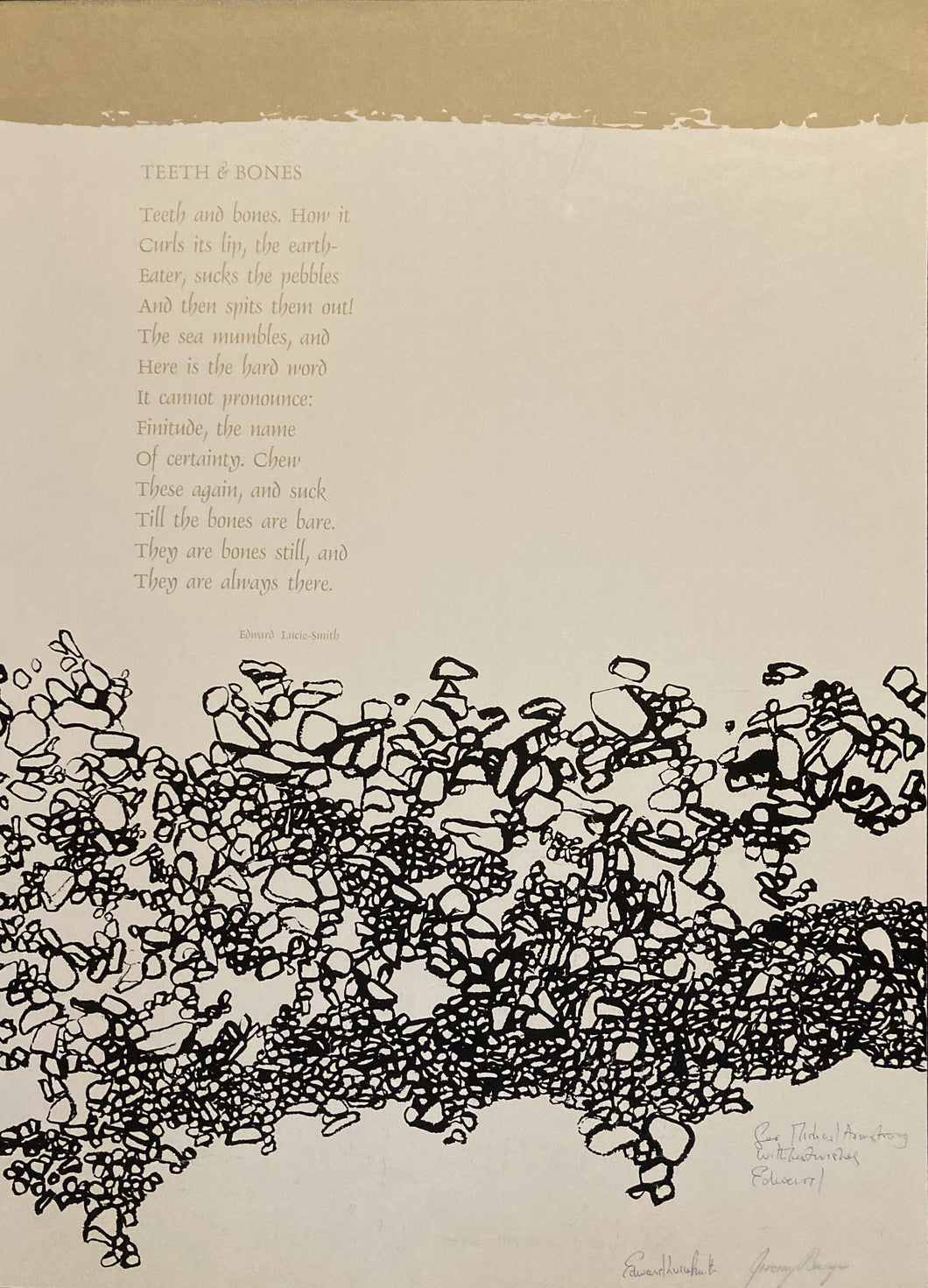 Vintage original poetry poster - Signed Teeth and Bones by Edward Lucie-Smith - Original Music and Movie Posters for sale from Bamalama - Online Poster Store UK London