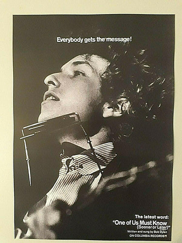 Bob Dylan poster - One of us must know music paper promo advert 1966 A3 reprint - Original Music and Movie Posters for sale from Bamalama - Online Poster Store UK London