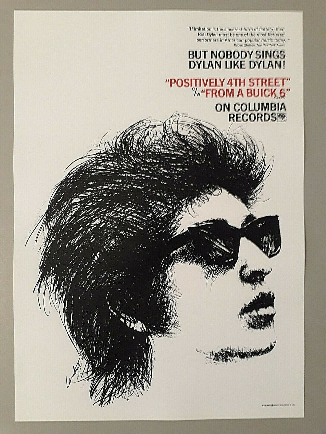 Bob Dylan poster - Positively 4th street music paper promo advert 65 A3 reprint - Original Music and Movie Posters for sale from Bamalama - Online Poster Store UK London