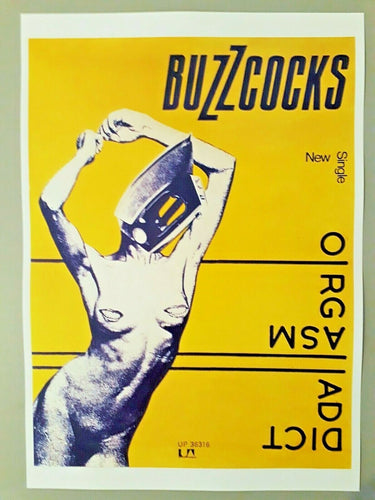 Buzzcocks punk poster - Rare Orgasm Addict promotional new single 77 A3 reprint - Original Music and Movie Posters for sale from Bamalama - Online Poster Store UK London