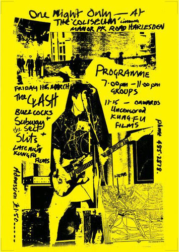 Clash concert poster - Buzzcocks Slits Live Harlesden 1977 new reprinted edition - Original Music and Movie Posters for sale from Bamalama - Online Poster Store UK London