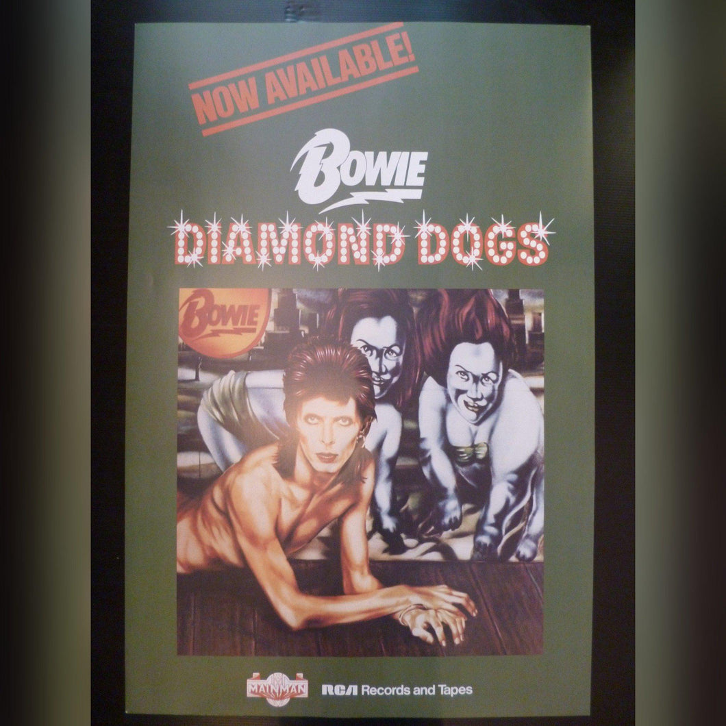 David Bowie promotional poster - Diamond Dogs album 1974 - Original Music and Movie Posters for sale from Bamalama - Online Poster Store UK London