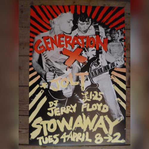 Generation X poster - Live at Newport Stowaway club 1978 with Jolt concert promo - Original Music and Movie Posters for sale from Bamalama - Online Poster Store UK London