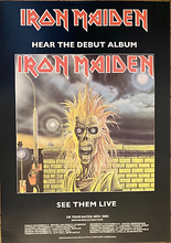 Load image into Gallery viewer, Iron Maiden concert poster - Debut Album promoting Autumn tour 1980 A2 large size reprint - Original Music and Movie Posters for sale from Bamalama - Online Poster Store UK London
