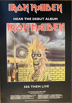 Iron Maiden concert poster - Debut Album promoting Autumn tour 1980 A2 large size reprint - Original Music and Movie Posters for sale from Bamalama - Online Poster Store UK London