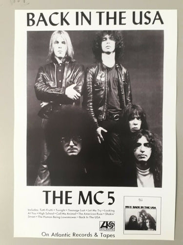 MC5 promo poster - Back in the USA 1970 album on Atlantic new reprinted edition - Original Music and Movie Posters for sale from Bamalama - Online Poster Store UK London