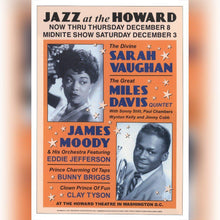 Load image into Gallery viewer, Miles Davis &amp; Sarah Vaughan Poster - Live Jazz at the Howard, Washington 1953 - Original Music and Movie Posters for sale from Bamalama - Online Poster Store UK London
