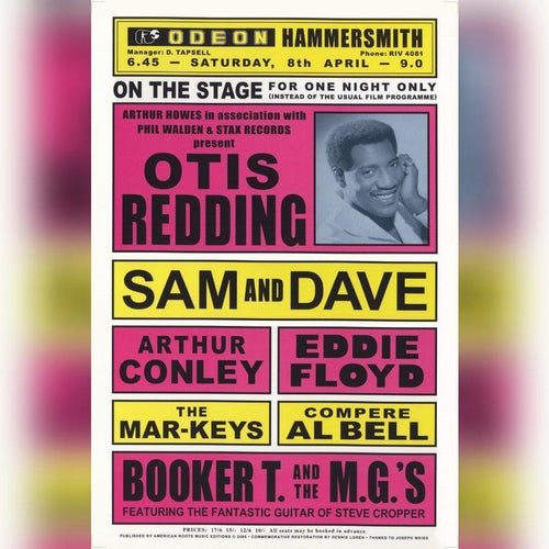 Otis Redding & Eddie Floyd concert poster - Live at Hammersmith Odeon 1967 promo - Original Music and Movie Posters for sale from Bamalama - Online Poster Store UK London