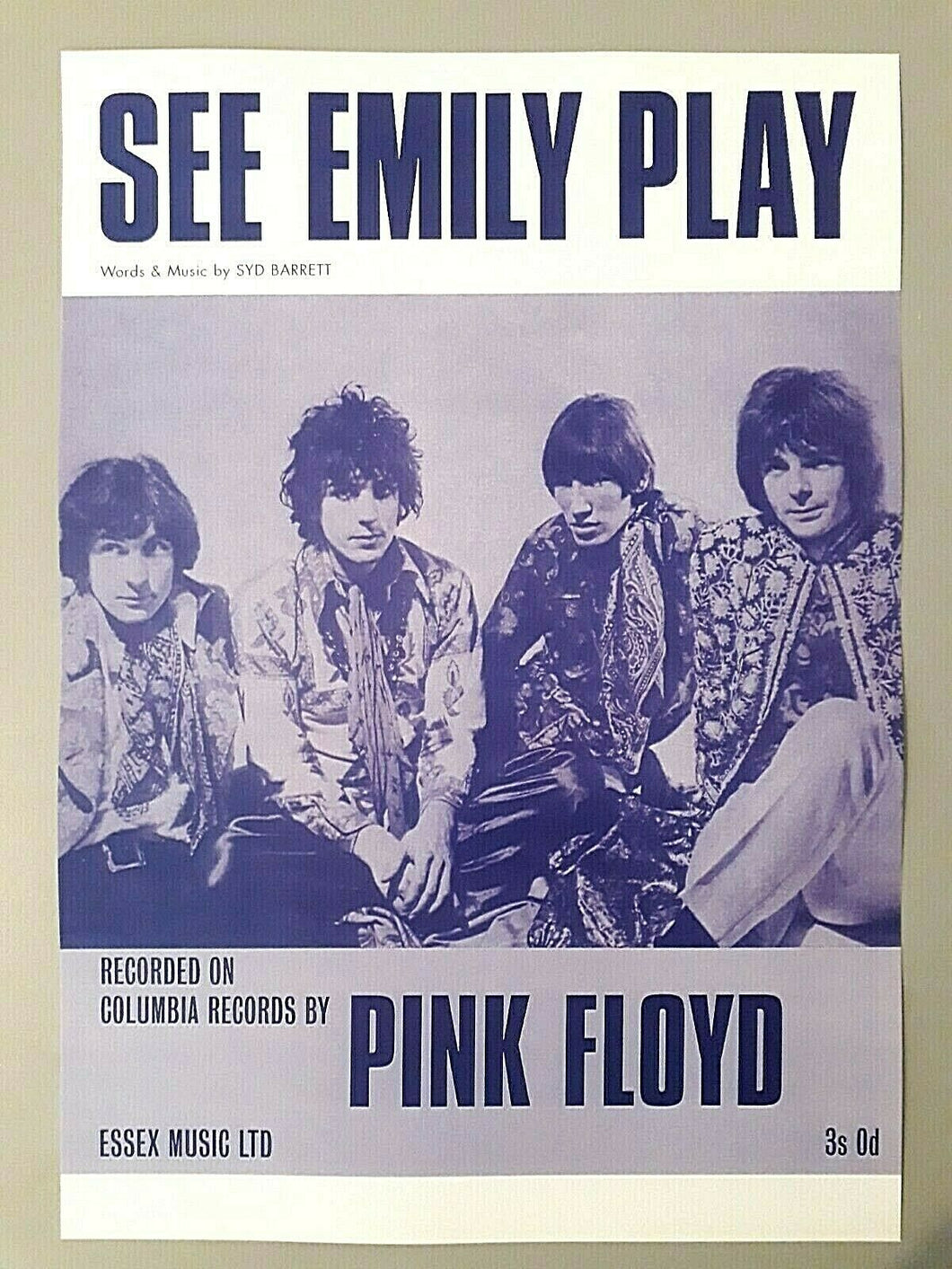 Pink Floyd poster - See Emily Play sheet music 67 promotional advert A –  Bamalama Posters