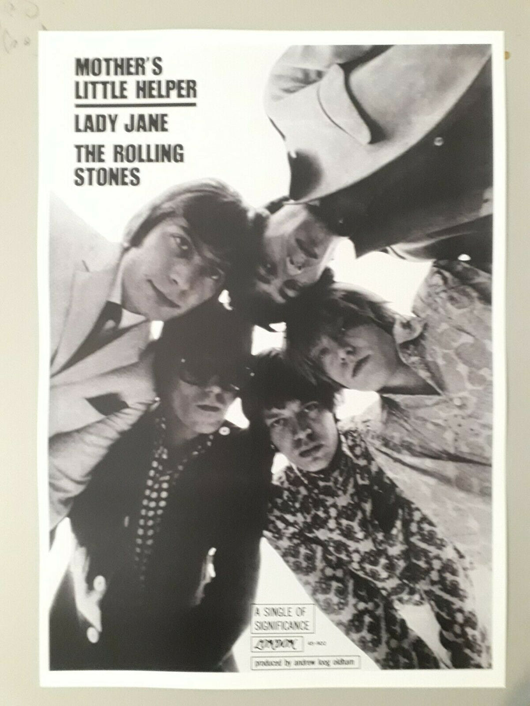Rolling Stones promotional poster - Lady Jane 1966 reprinted edition A3 size - Original Music and Movie Posters for sale from Bamalama - Online Poster Store UK London