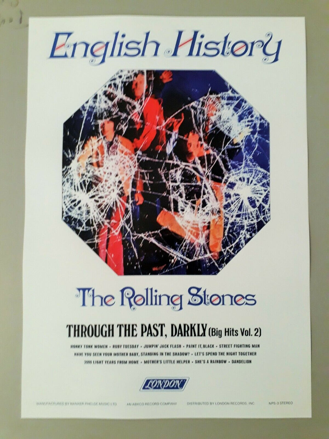 Rolling Stones promotional poster - Through the Past 1969 reprinted edition A3 - Original Music and Movie Posters for sale from Bamalama - Online Poster Store UK London