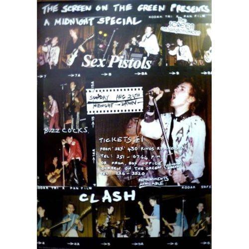 Sex Pistols poster - Clash - Buzzcocks Screen on the Green 1976 concert promo - Original Music and Movie Posters for sale from Bamalama - Online Poster Store UK London