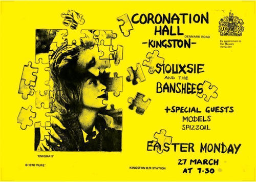 Siouxsie & the Banshees poster - Live at the Coronation Hall, Kingston 1978 new reprinted edition concert promo - Original Music and Movie Posters for sale from Bamalama - Online Poster Store UK London