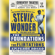 Load image into Gallery viewer, Stevie Wonder concert poster - Live at Coventry Theatre 1969 promo - Original Music and Movie Posters for sale from Bamalama - Online Poster Store UK London
