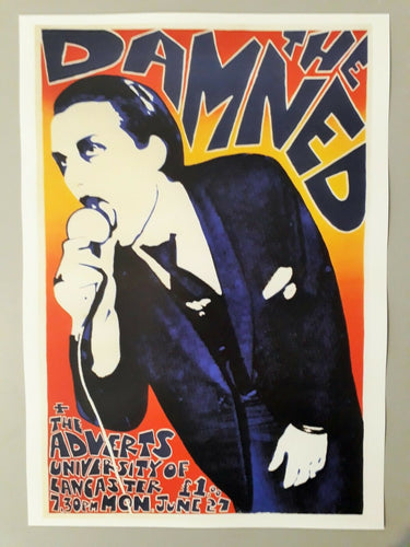 The Damned punk poster - The Adverts rare concert promo Live in 1977 A2 reprint - Original Music and Movie Posters for sale from Bamalama - Online Poster Store UK London