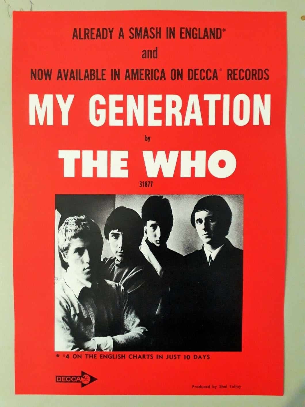 The Who promotional poster - My Generation USA 1966 new reprinted edition A3 - Original Music and Movie Posters for sale from Bamalama - Online Poster Store UK London
