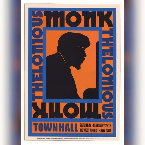 Thelonious Monk poster - Live at the town hall, New York City 1959 - Original Music and Movie Posters for sale from Bamalama - Online Poster Store UK London